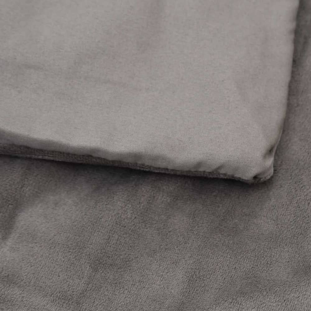The edge of the weighted blanket showing the cover and inner layer