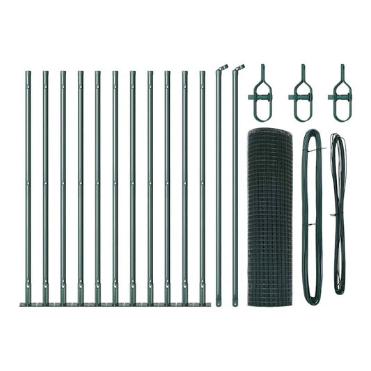 Welded Wire Fence Concrete Base Green Mesh
