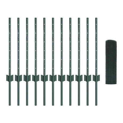 Welded Wire Fence with Posts Steel Green