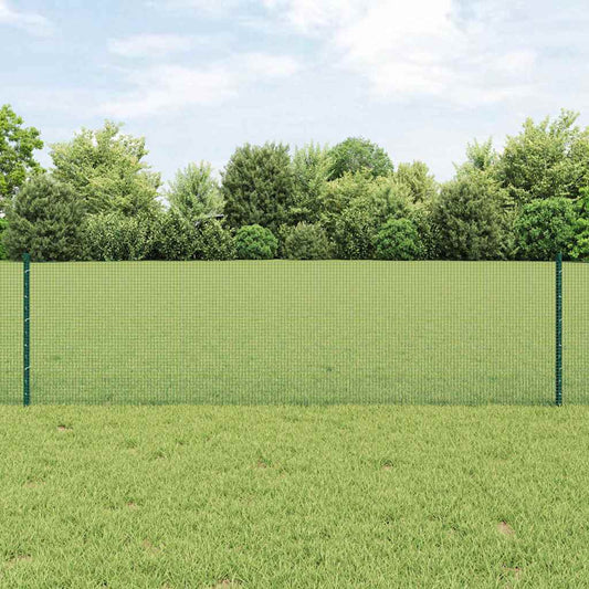 Welded Wire Fence with Posts 10 x 1.4 m PVC-Coated Steel Green 10 x 1.2 m fence (1.9 x 1.9 cm mesh)–25 x 0.6 m fence (2.5 x 2.5 cm mesh) 25 x 0.6 m fence (1.2 x 1.2 cm mesh)