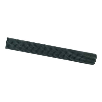 A roll of green welded wire mesh fencing material