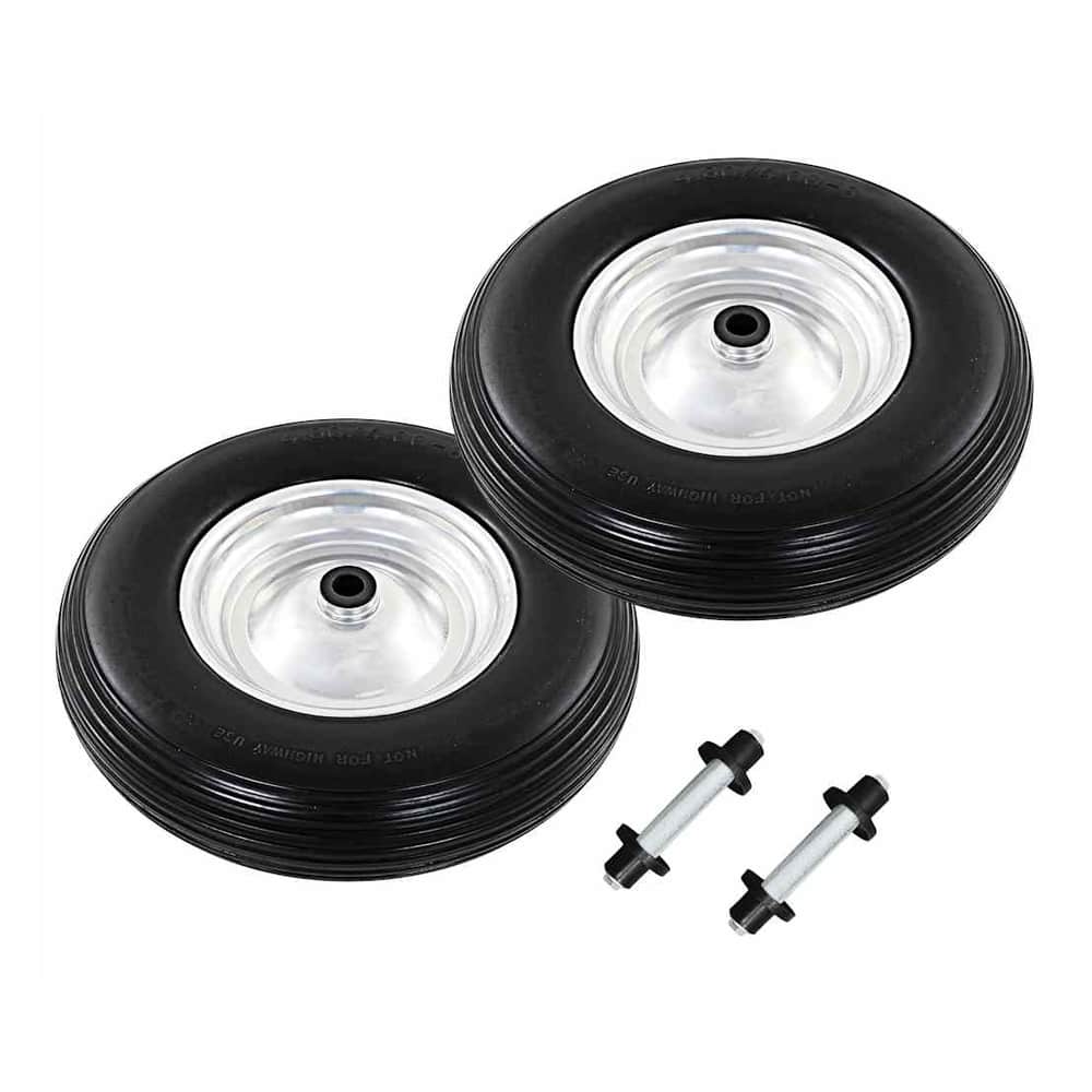 Wheelbarrow Wheels 2 pcs with axles solid PU 4.00-8 390 mm