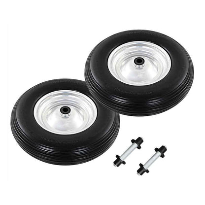 Wheelbarrow Wheels 2 pcs with axles solid PU 4.00-8 390 mm