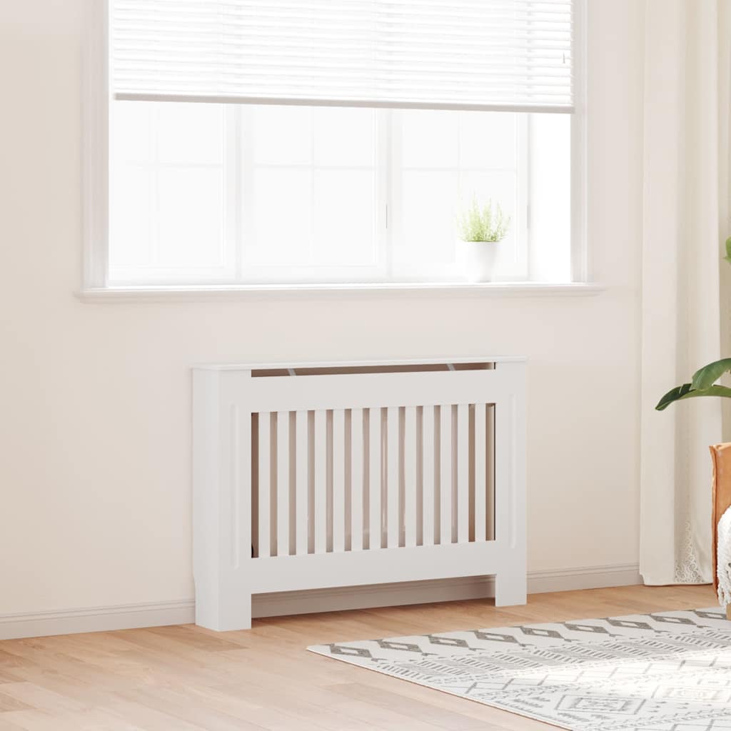 White Radiator Cover Heating Cabinet 112 cm Engineered Wood