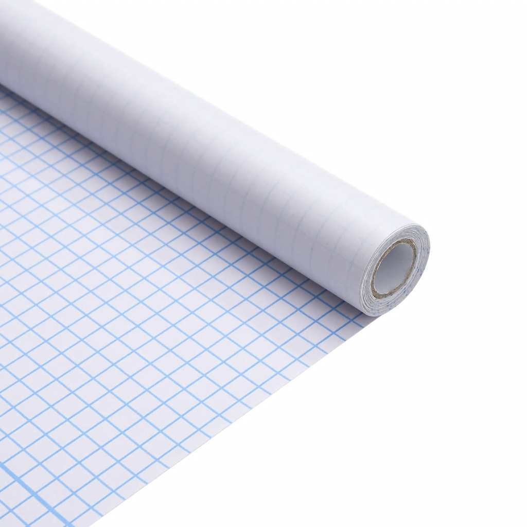 Close-up of the frosted grey PVC window film roll showing a grid pattern on the backing paper