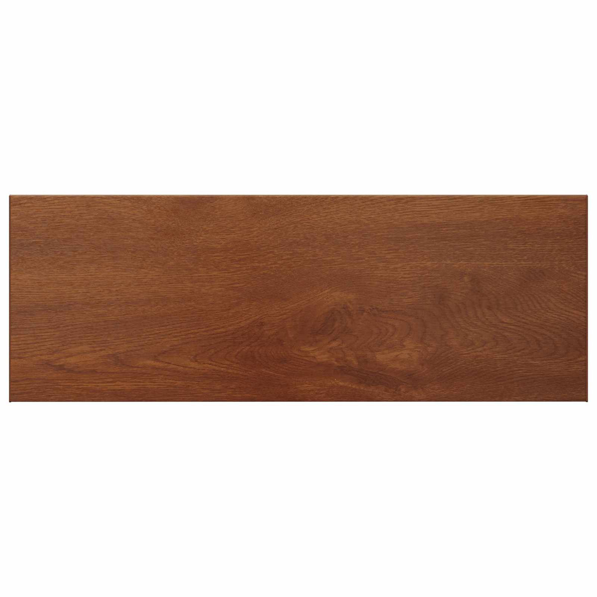 The brown wood effect window sill shown from a direct top-down perspective