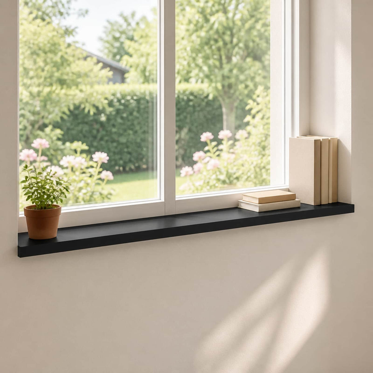 Window Sills 2 pcs Black Solid Beech Wood