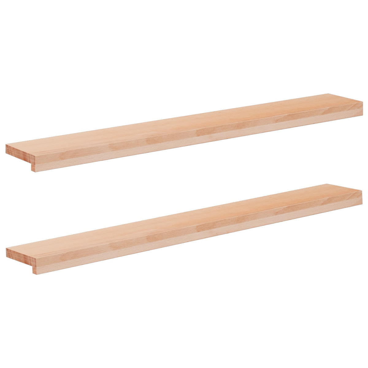 vidaXL Window Sills 2 pcs Natural Solid Beech Wood shown from a high angle