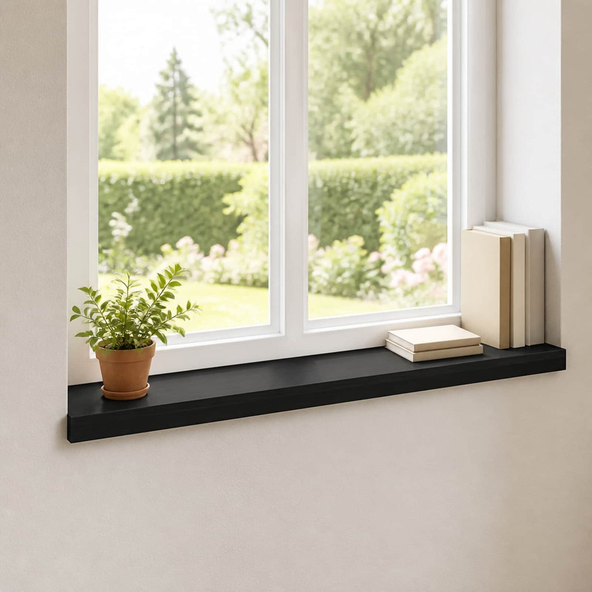 Window Sills 2 pcs Solid Beech Wood Depth 15 cm Black 100 cm
