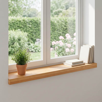 Window Sills 2 pcs Solid Beech Wood Depth 20 cm Light brown 80 cm