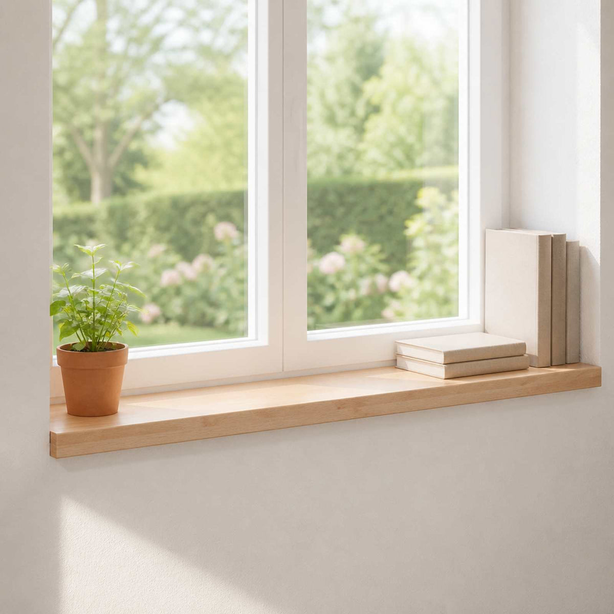Window Sills 2 pcs Solid Beech Wood Depth 25 cm Natural 80 cm