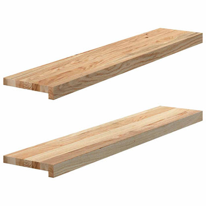 vidaXL Window Sills 2 pcs Untreated Solid Wood Oak showing two sills from a side angle