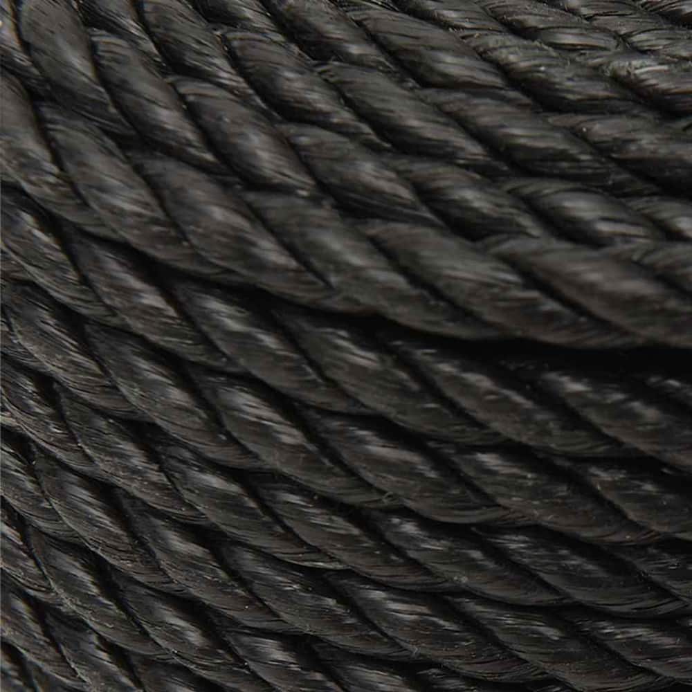 Close-up of the black work rope's twisted strands