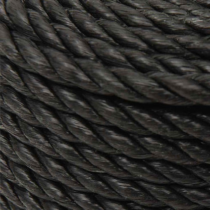 Close-up of the black work rope's twisted strands