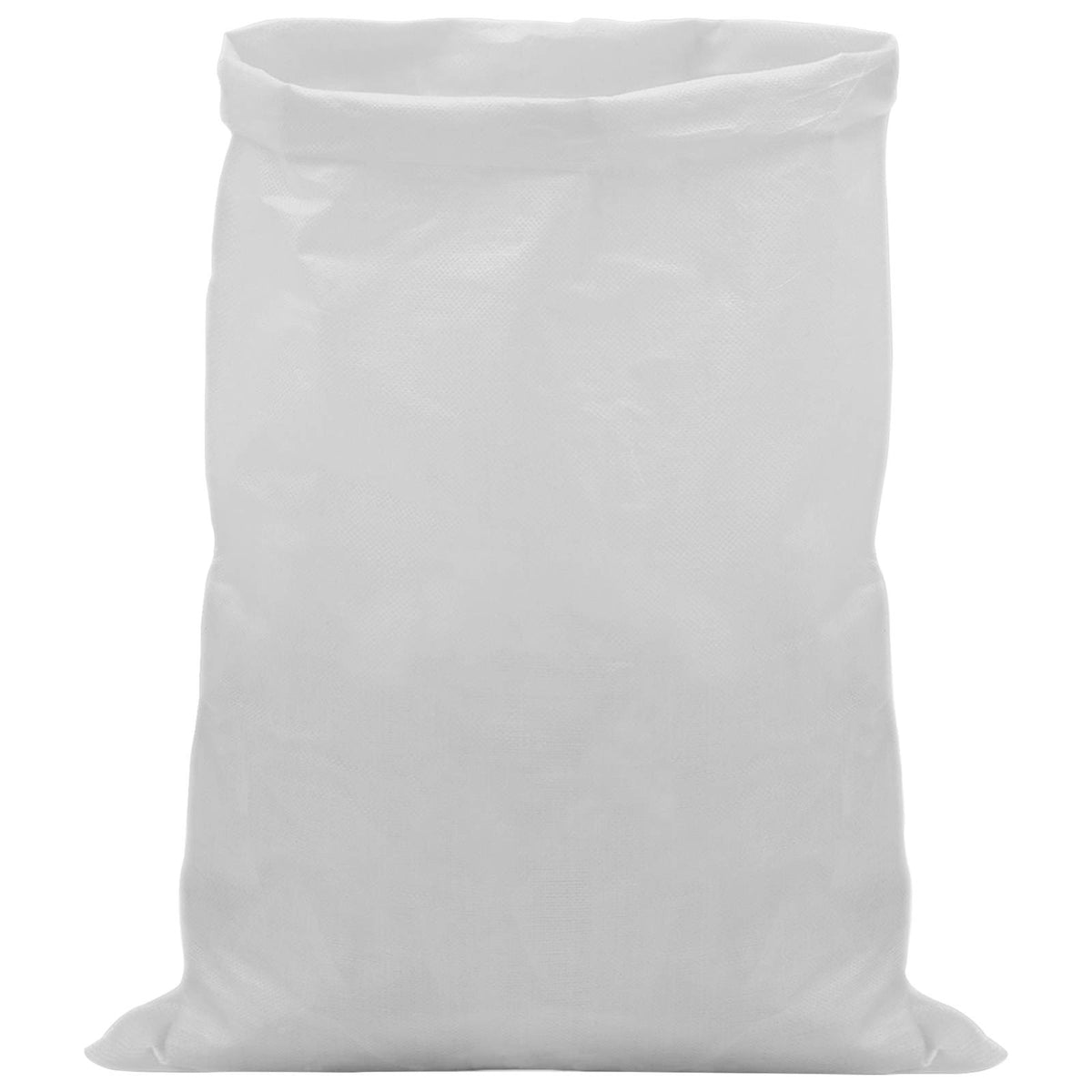 A single white woven sack with an open top
