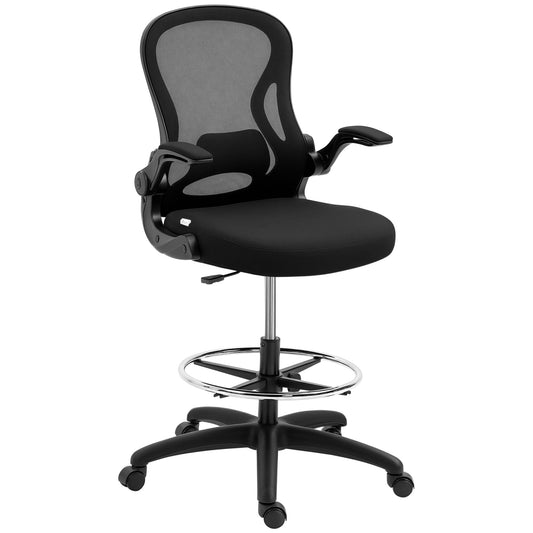 Vinsetto Adjustable Mesh Standing Desk Chair with flip-up armrests and lumbar support