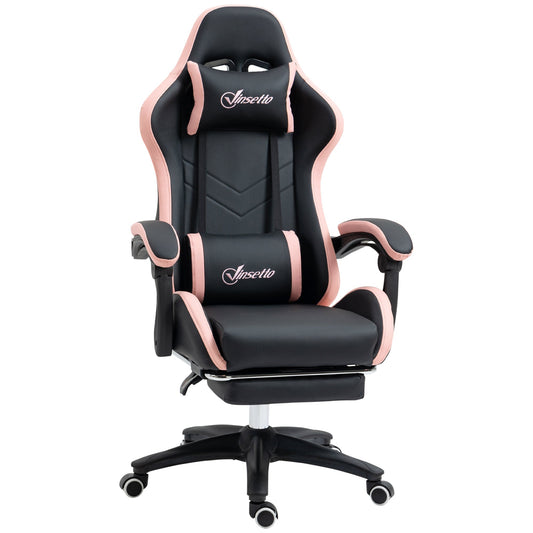Vinsetto Computer Gaming Chair in black and pink PU leather with a headrest and lumbar support