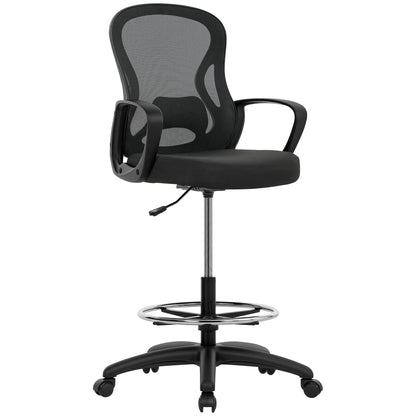 Vinsetto Drafting Chair with Adjustable Footrest in Black