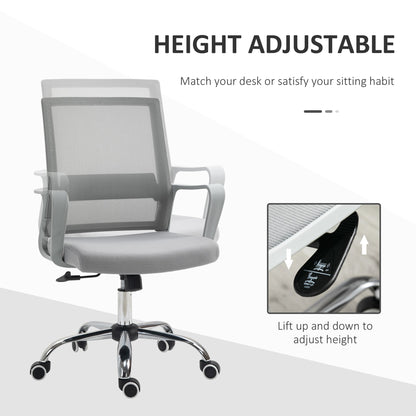 Height adjustment feature of the grey mesh office chair