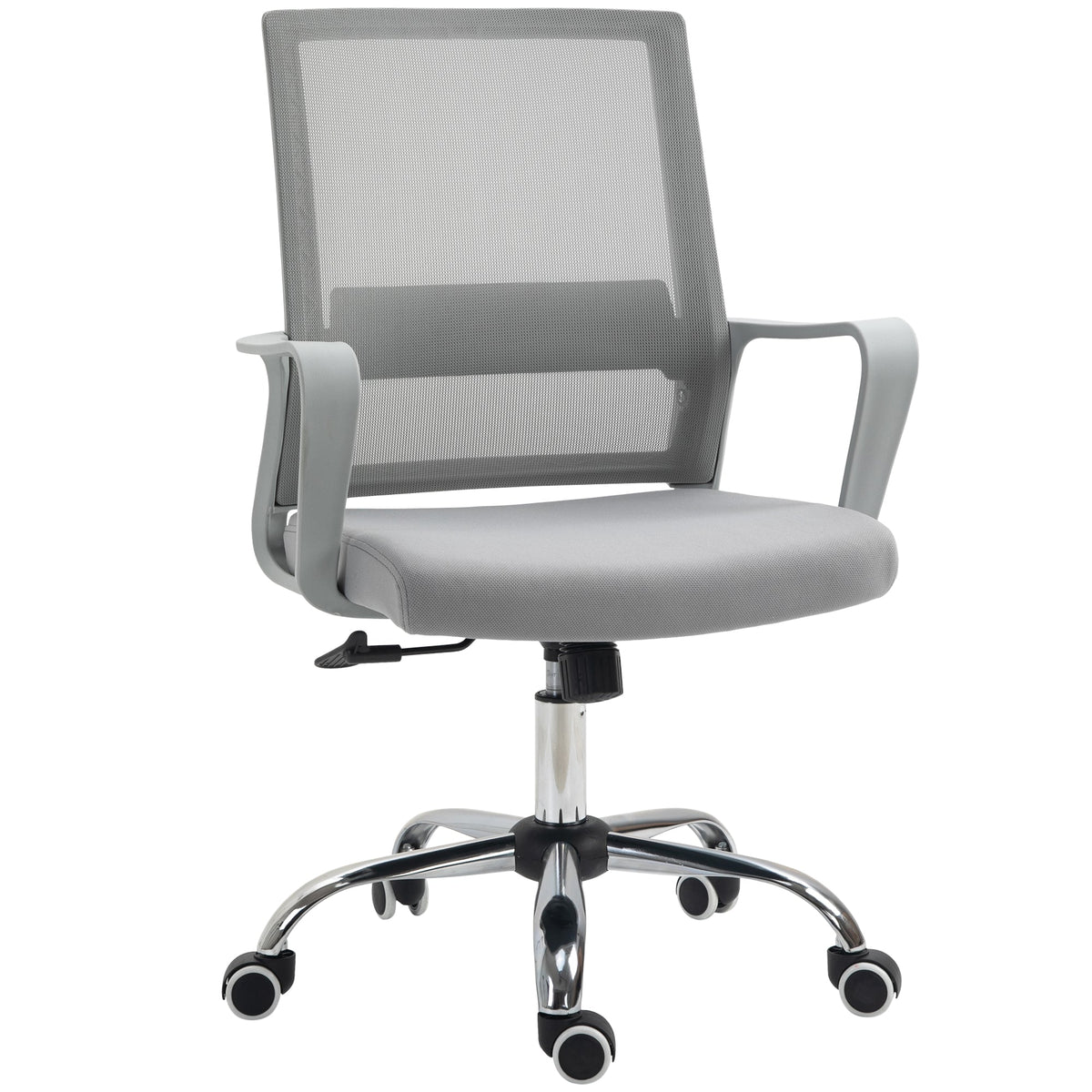 Vinsetto Ergonomic Desk Chair grey mesh office chair with adjustable height and castor wheels