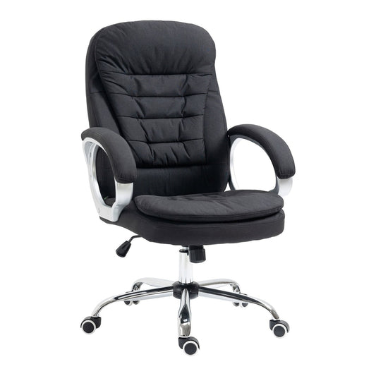HOMCOM Office Chair Computer Chair in black fabric with padded seat and back