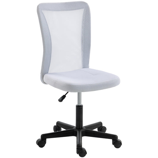 Vinsetto Mesh Office Chair in white with a black swivel base and wheels on a plain background