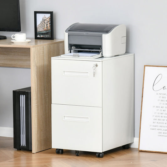 The office storage cabinet is shown under a desk with a printer on top