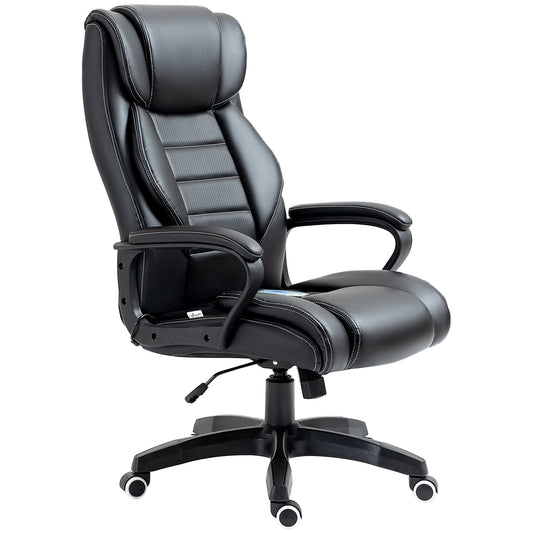 Vinsetto Office Chair with 6-Point Maaage, a black PU desk chair with padded seat and armrests