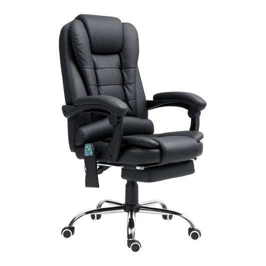 Vinsetto Office Chair in black with a footrest and massage remote control on a white background