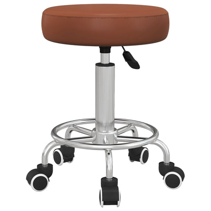 Vinsetto PU Leather Rolling Stool, a brown circular seat on a chrome base with five wheels