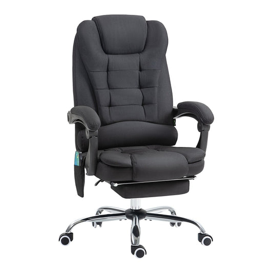 Vinsetto Six-Point Massage and Heated Office Chair in black, a comfortable ergonomic chair with a headrest and footrest