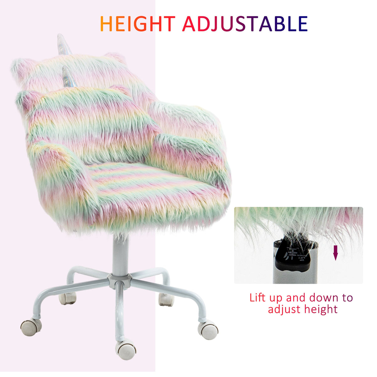 Height adjustable office chair with lever shown