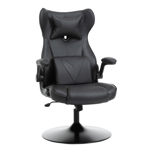 Vinsetto Video Game Chair with Lumbar Support, black racing style computer chair with headrest and lumbar cushion