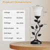 Vintage Nightstand Lamp with Tulip Glass Lampshade and Metal Leaves-Black