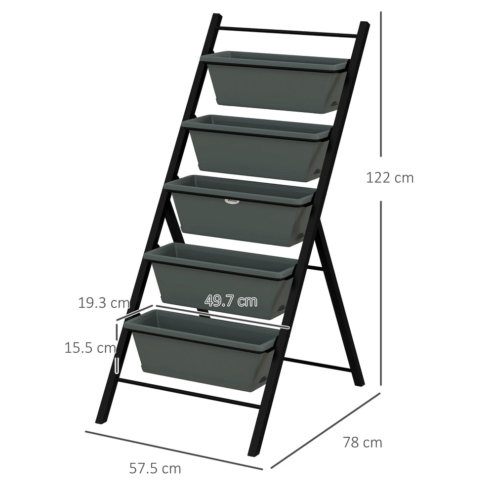 Outsunny 5-Tier Vertical Raised Garden Planter in Charcoal Grey