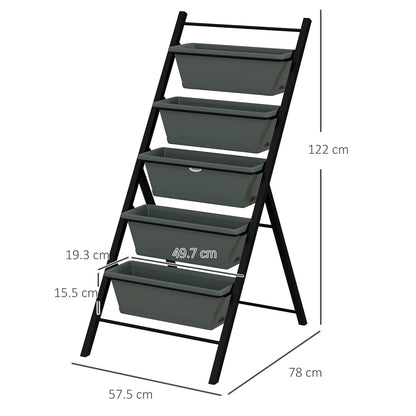 Outsunny 5-Tier Vertical Raised Garden Planter in Charcoal Grey