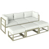 Outsunny Garden Daybed, 6 Piece Outdoor Sectional Sofa Set, Aluminium Patio Conversation Furniture Set with Coffee Table