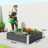 Outsunny Vinyl Raised Garden Bed Kit, 3 x 3 x 1ft Modular Elevated Garden Box with Slotting Legs and Open Bottom, Dark Grey