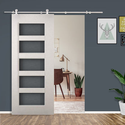 HOMCOM Wooden Sliding Door Kit in Silver