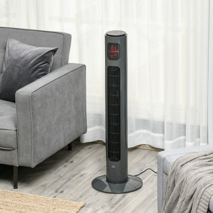 HOMCOM 38'' Freestanding Tower Fan in Dark Grey