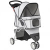 PawHut Dog Stroller, 3 Wheels Foldable Pet Stroller with Adjustable Canopy, Storage Basket for Small Mini Breeds, Grey