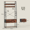HOMCOM 6-in-1 Industrial-Style Hallway Organiser - Brown/Black