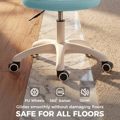 HOMCOM Office Chair, Armless Computer Desk Chair with Breathable Mesh, Adjustable Height, Swivel Wheels, Light Blue