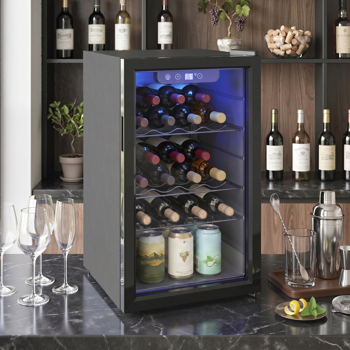 HOMCOM 24 Bottle Wine Cooler in Black