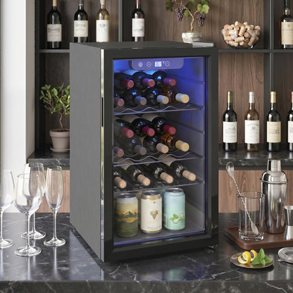 HOMCOM 24 Bottle Wine Cooler in Black