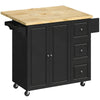 HOMCOM Kitchen Island on Wheels, Rolling Kitchen Storage Trolley with Drop Leaf, Drawers, Towel and Spice Rack, Black