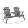 Outsunny Wood Patio Chair Bench 2 Seats w/ Centre Coffee Table, Garden Bench, Grey