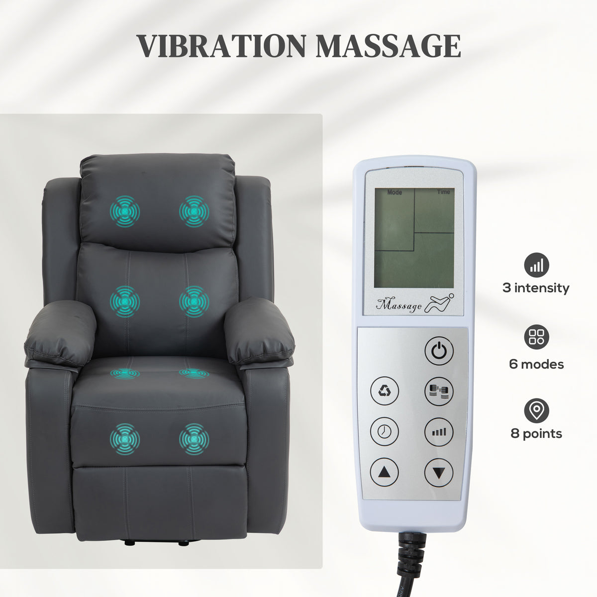 HOMCOM Riser and Recliner Chair with Vibration Massage in Dark Grey