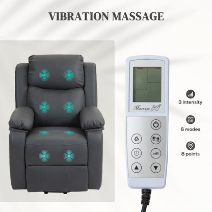 HOMCOM Riser and Recliner Chair with Vibration Massage in Dark Grey