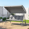 Outsunny 3 Seater Garden Swing Chair, Patio Rocking Bench with Tilting Canopy, Removable Cushion and Steel Frame, Dark Grey